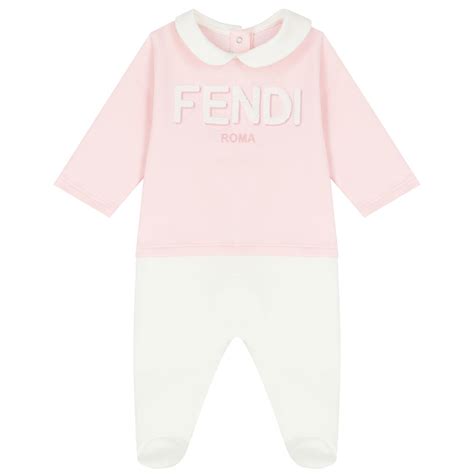 Fendi Ivory & Pink Logo Babygrow Set 